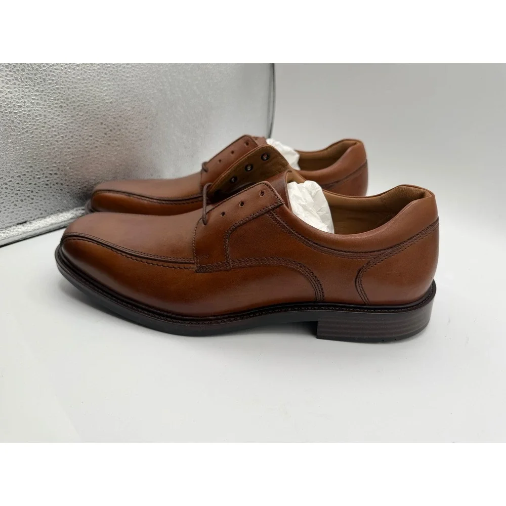 Johnston &‎ Murphy Mens Tan Leather Bicycle Toe Oxford Dress Shoes Brown Lace Up